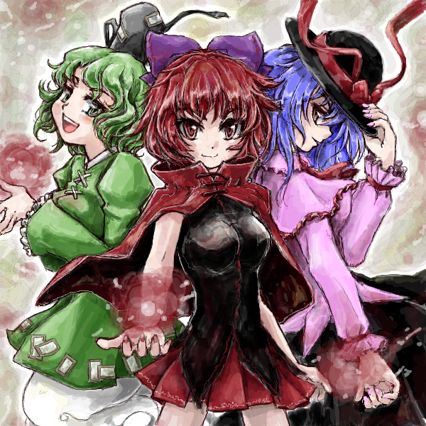 nagae iku, soga no tojiko, and sekibanki (touhou) drawn by nanashii_(soregasisan)