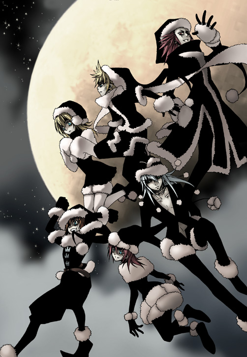 roxas, kairi, riku, namine, axel, and 1 more (kingdom hearts and 2 more) drawn by eguana