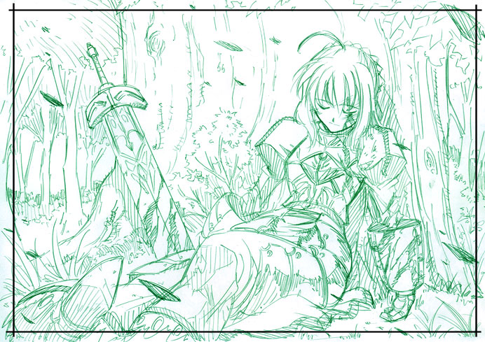 artoria pendragon and saber (fate and 1 more) drawn by keiji_asakawa
