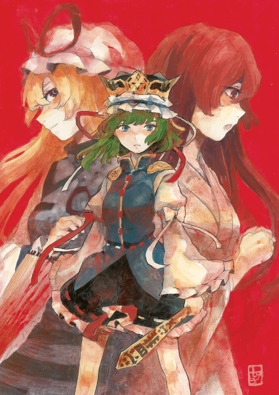 yakumo yukari, shiki eiki, and onozuka komachi (touhou) drawn by nayuko