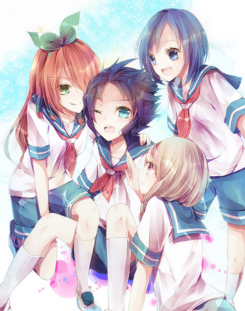 sorano aoi, yamana akane, seto midori, and yukimura hyouga (inazuma eleven and 1 more) drawn by shain_roki