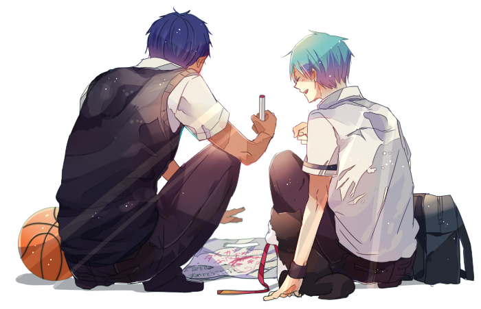 kuroko tetsuya and aomine daiki (kuroko no basuke) drawn by hinota