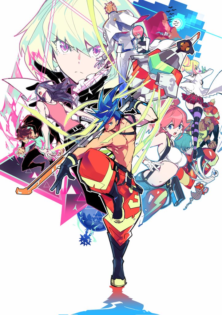 lio fotia, galo thymos, kray foresight, aina ardebit, lucia fex, and 7 more (promare) drawn by manbou_no_ane