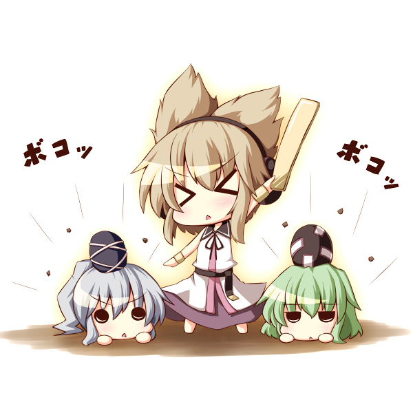 toyosatomimi no miko, mononobe no futo, and soga no tojiko (touhou) drawn by ominaeshi_(takenoko)