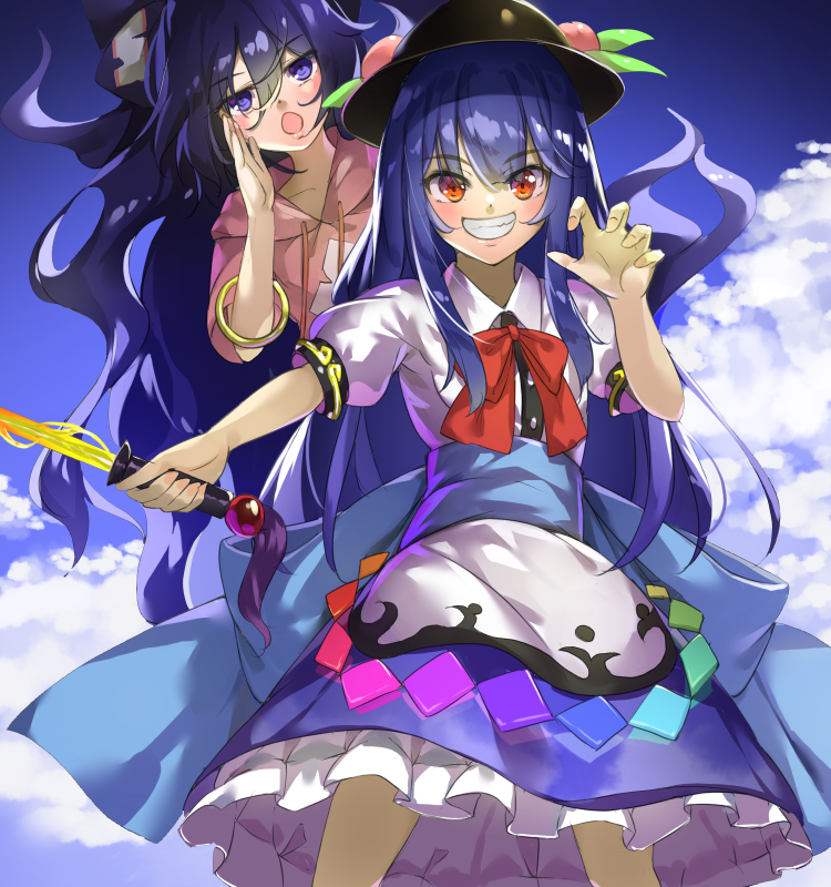 hinanawi tenshi and yorigami shion (touhou) drawn by piyodesu