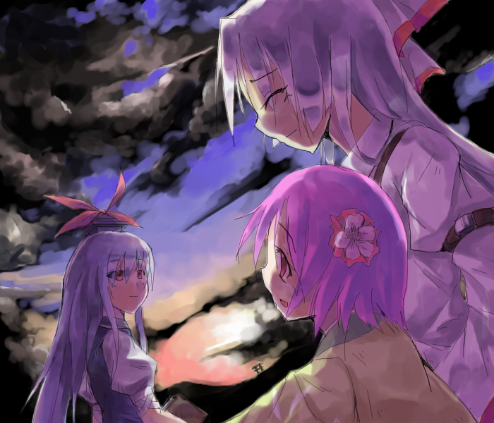 fujiwara no mokou, kamishirasawa keine, and hieda no akyuu (touhou) drawn by sorano_eika