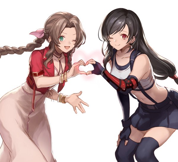 tifa lockhart and aerith gainsborough (final fantasy and 2 more) drawn by sasanomesi