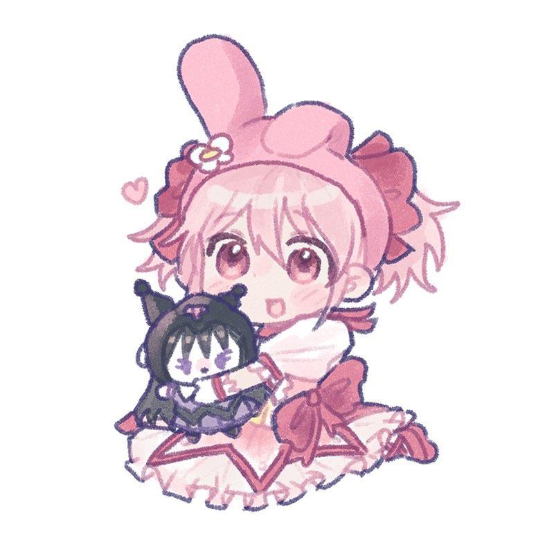 akemi homura, kaname madoka, my melody, and kuromi (mahou shoujo madoka magica and 2 more) drawn by kerimka31328031