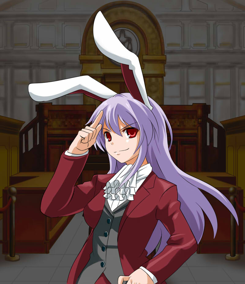 reisen udongein inaba and miles edgeworth (touhou and 2 more) drawn by be_(o-hoho)