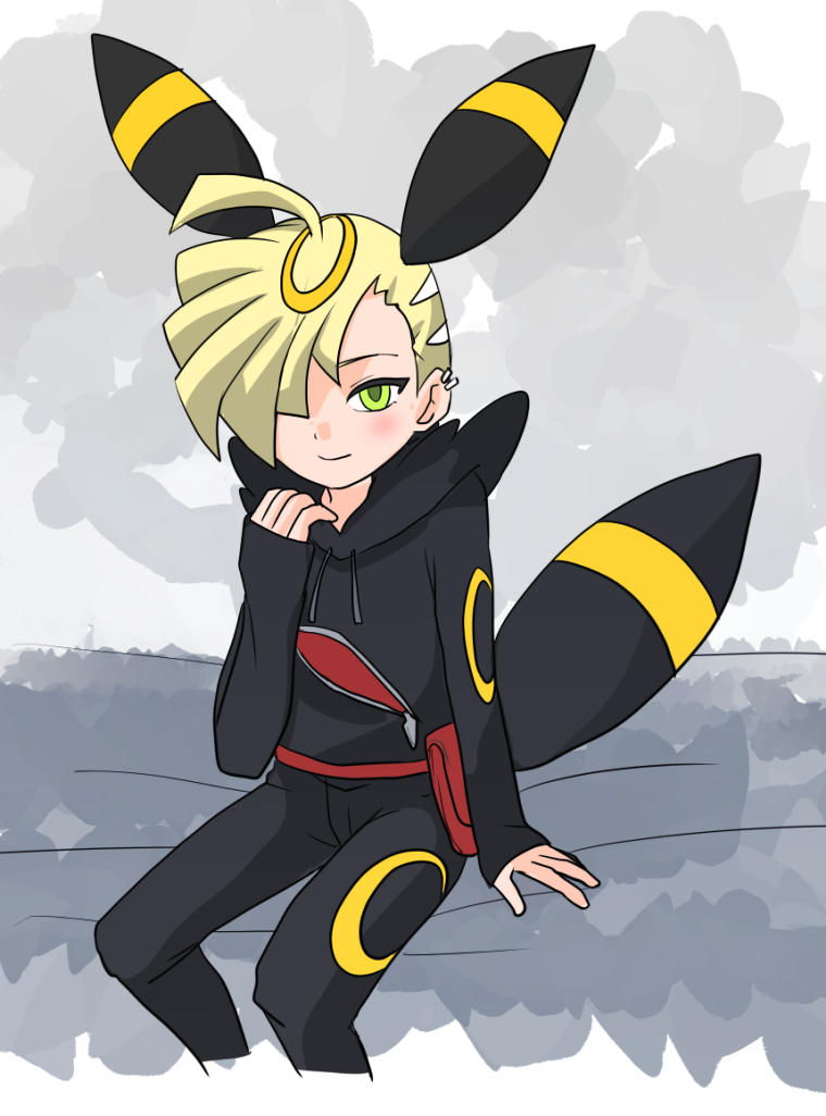 umbreon and gladion (pokemon and 1 more) drawn by shilfy_yo