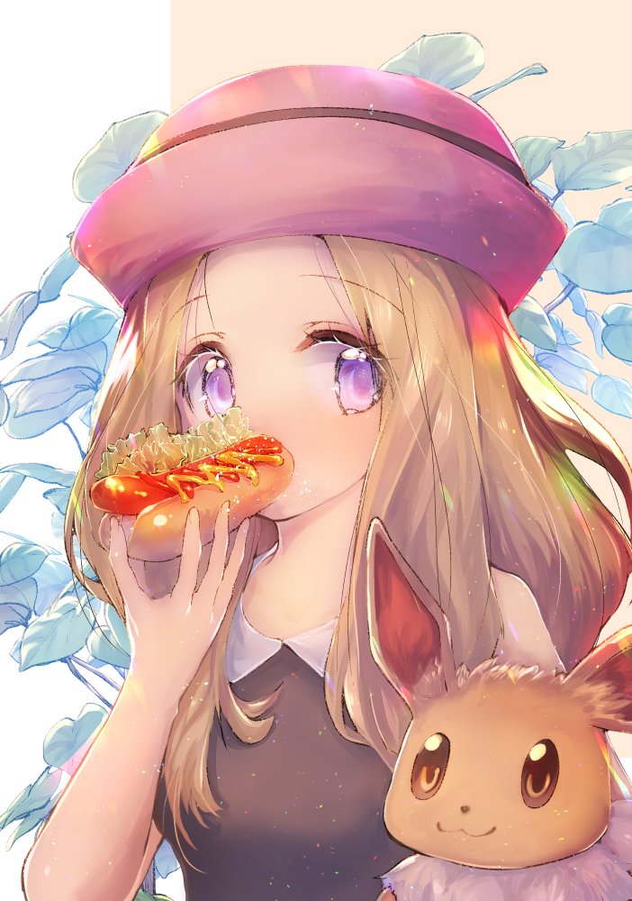 eevee and serena (pokemon and 1 more) drawn by usapenpen2019