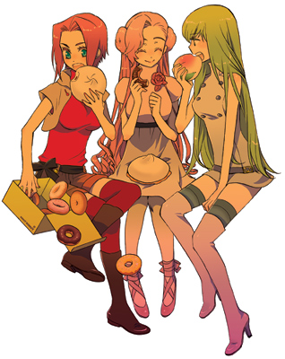 c.c., kouzuki kallen, and euphemia li britannia (code geass) drawn by saida_nika