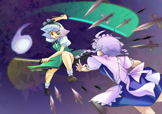 izayoi sakuya and konpaku youmu (touhou) drawn by shokkin