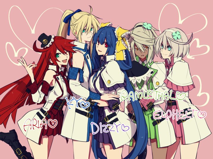 dizzy, ramlethal valentine, elphelt valentine, jack-o' valentine, ky kiske, and 1 more (guilty gear and 1 more) drawn by maka_(morphine)