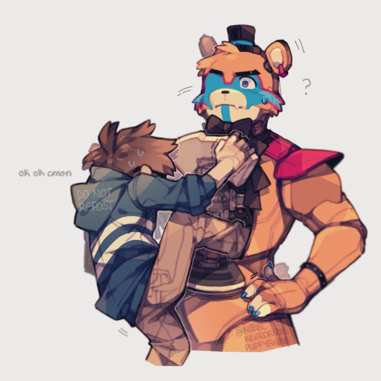 freddy fazbear, ranboo, glamrock freddy, and gregory (minecraft youtube and 2 more) drawn by creg_(kiibbl)