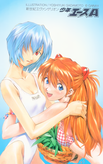 souryuu asuka langley and ayanami rei (neon genesis evangelion) drawn by sadamoto_yoshiyuki