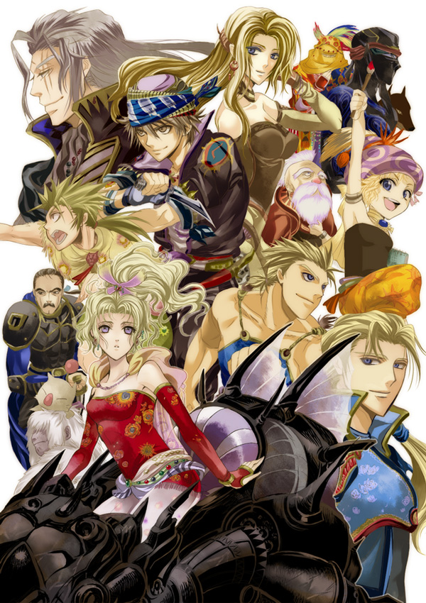 terra branford, moogle, celes chere, locke cole, relm arrowny, and 11 more (final fantasy and 1 more) drawn by asu_(asoras)