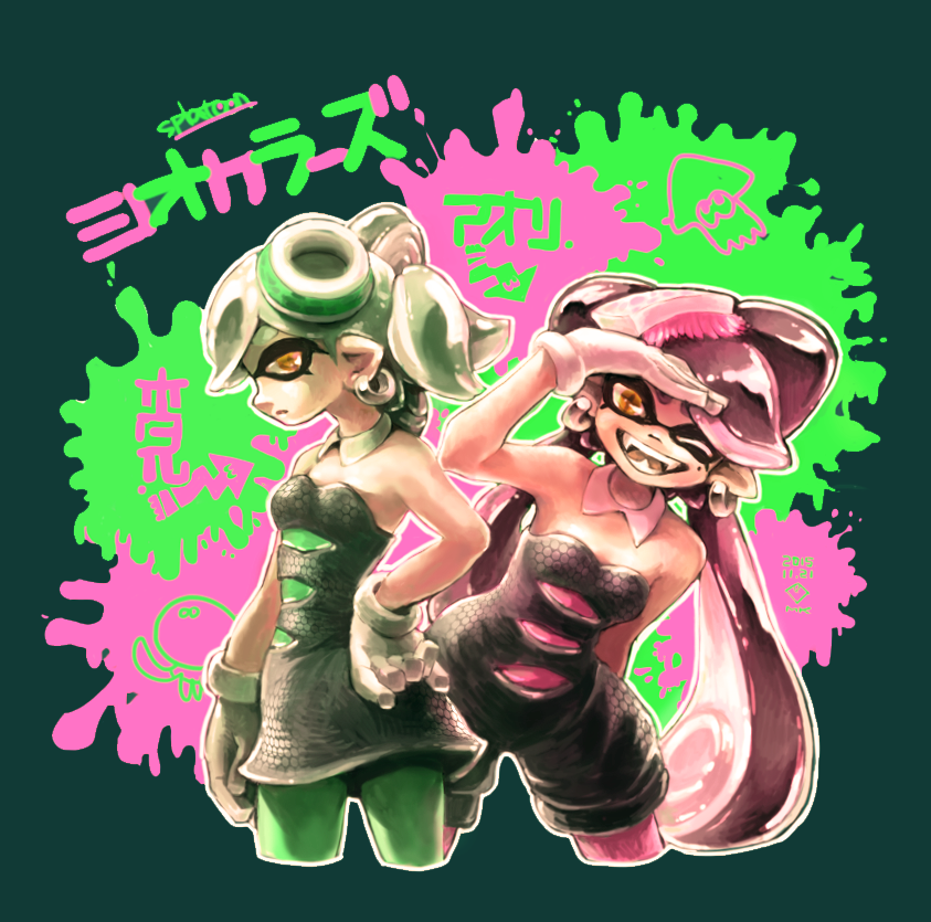 callie and marie (splatoon and 1 more) drawn by komakuchi_mame