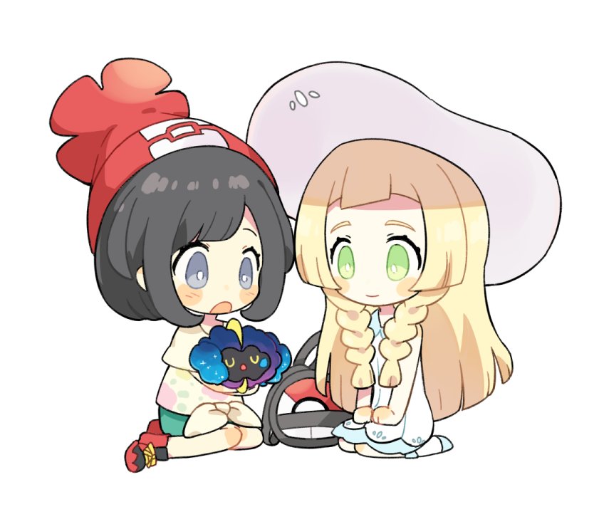 lillie, selene, and cosmog (pokemon and 1 more) drawn by pukiko