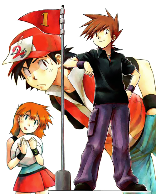 ash ketchum, misty, leaf, and gary oak (pokemon and 1 more)