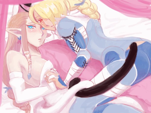princess zelda and sheik (the legend of zelda and 2 more) drawn by goma_tonbi