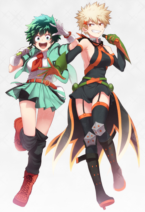 midoriya izuku and bakugou katsuki (boku no hero academia) drawn by maneki-neko_(fujifuji)