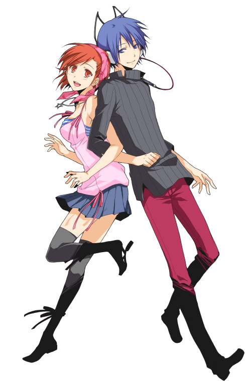 tanigawa yuzu and protagonist (devil survivor and 1 more) drawn by makoto_(truechild)