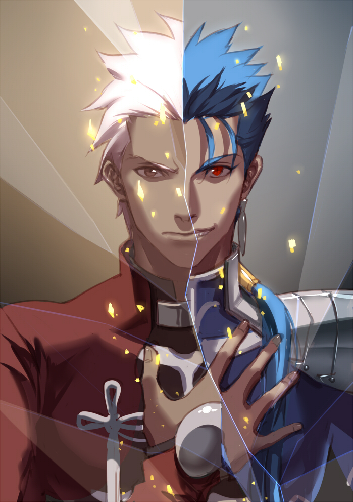 cu chulainn and archer (fate and 1 more) drawn by eilinna