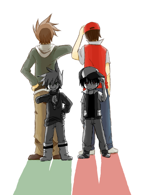red and blue oak (pokemon and 2 more) drawn by hikari_ryuu