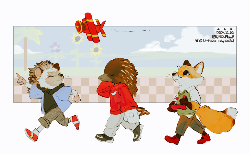 sonic the hedgehog and knuckles the echidna (original and 1 more) drawn by sd_planb