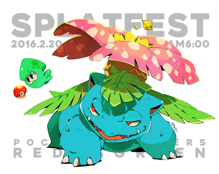 inkling player character and venusaur (pokemon and 2 more) drawn by tetori