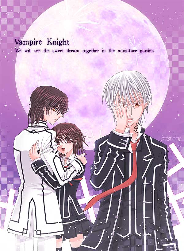 cross yuki, kuran kaname, and kiryuu zero (vampire knight) drawn by gunlock