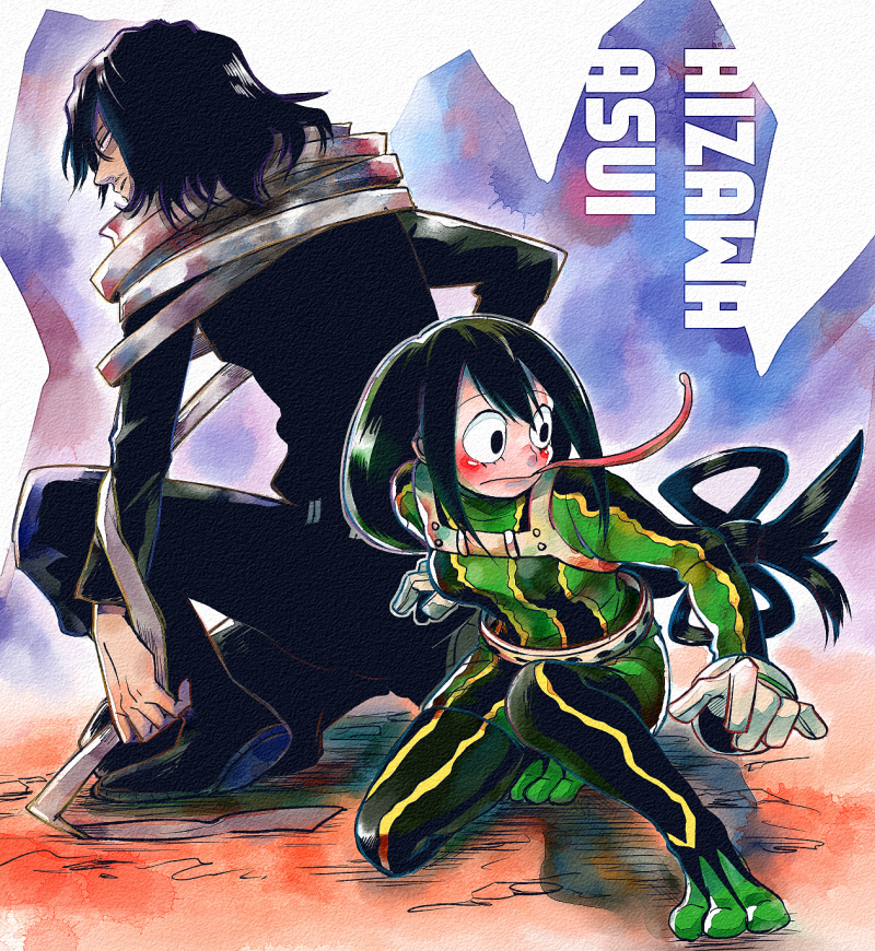 asui tsuyu and aizawa shota (boku no hero academia) drawn by rtmg