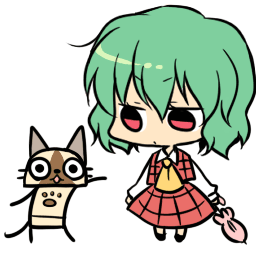 kazami yuuka and felyne (touhou and 1 more) drawn by mokku