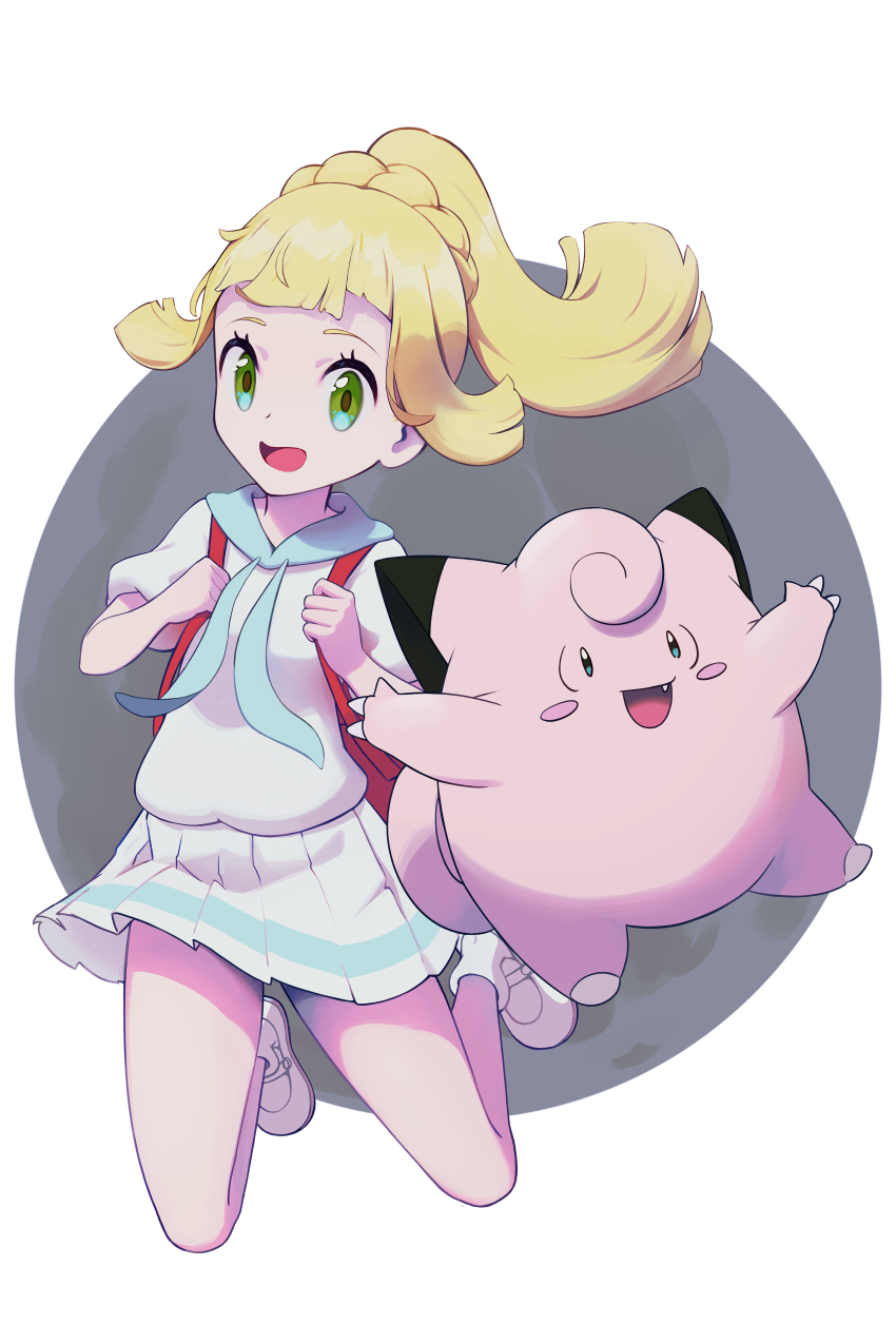 lillie and clefairy (pokemon and 1 more) drawn by illyachi