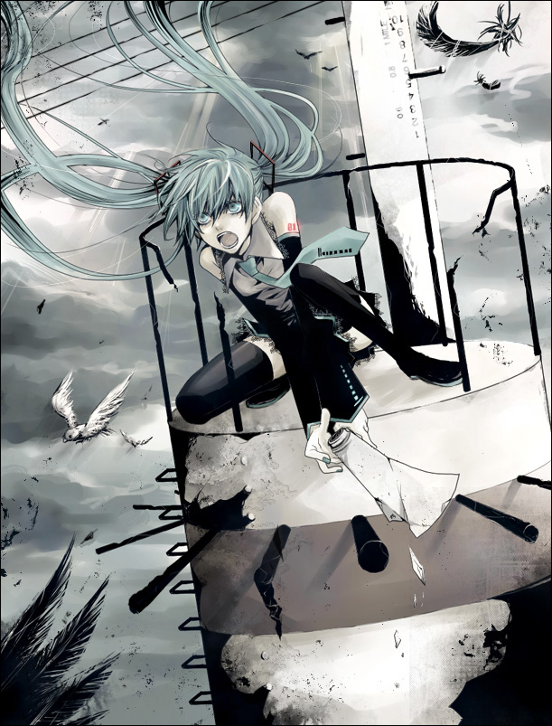 hatsune miku (vocaloid and 1 more) drawn by azuma_yuuki