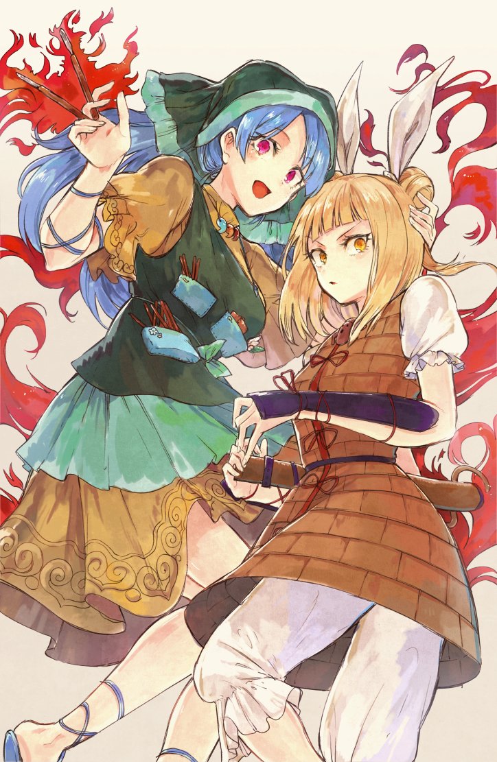 haniyasushin keiki and joutouguu mayumi (touhou) drawn by hisona_(suaritesumi)