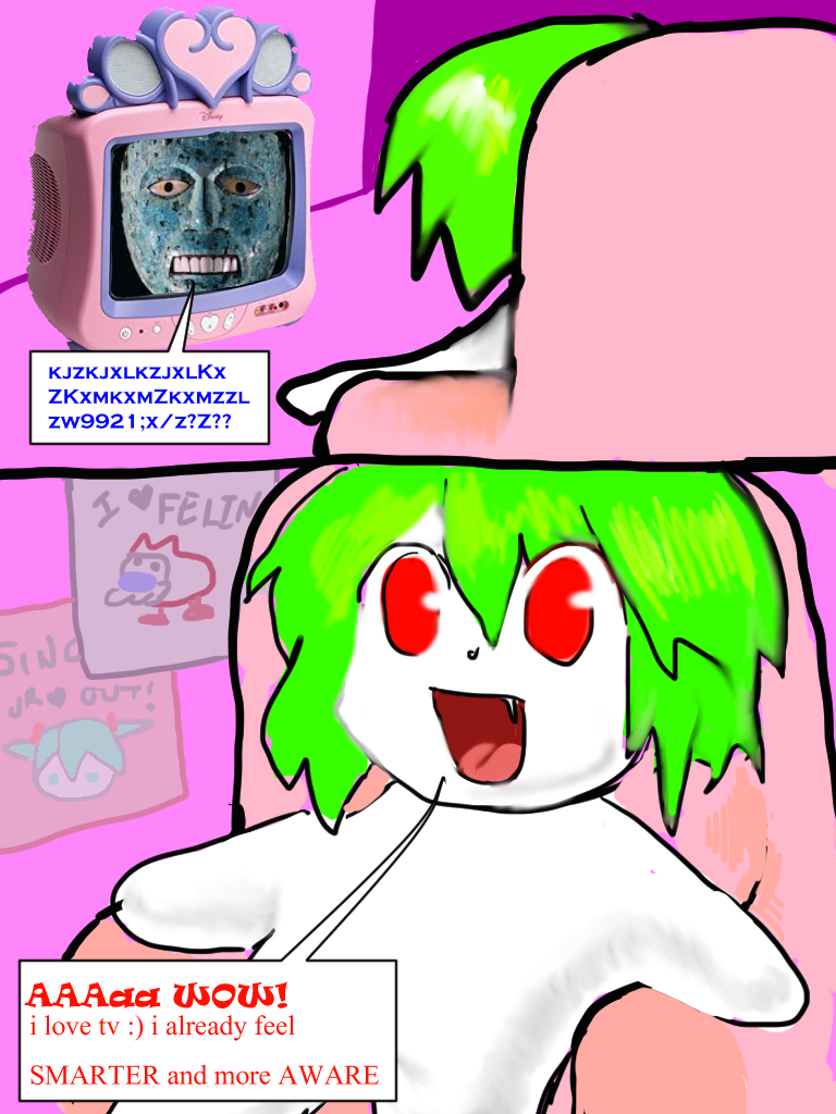 hatsune miku, stimpy, and greengirl (vocaloid and 2 more) drawn by yogurt200