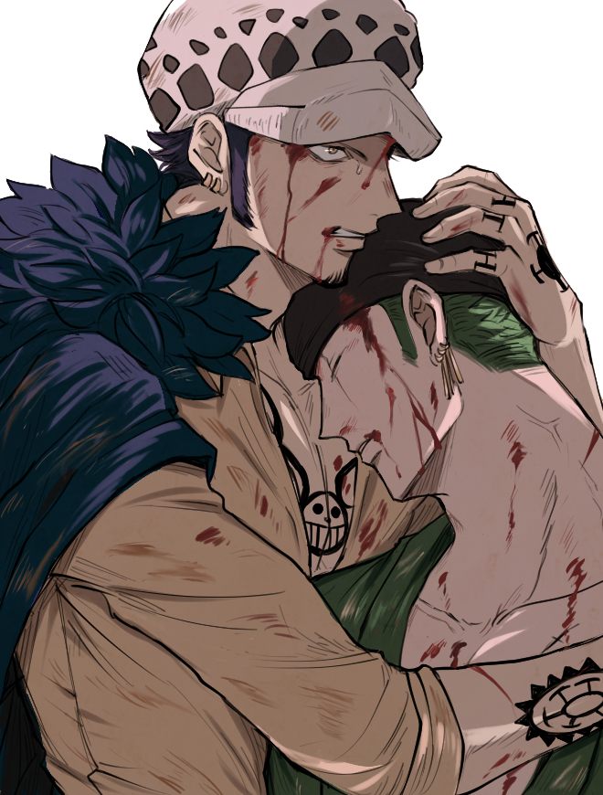 roronoa zoro and trafalgar law (one piece) drawn by shido