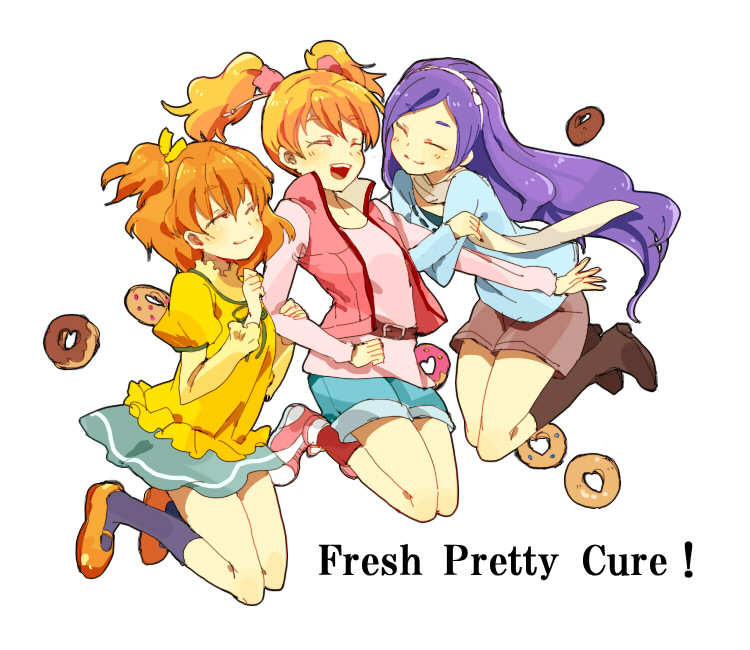 momozono love, yamabuki inori, and aono miki (precure and 1 more) drawn by anno_aano
