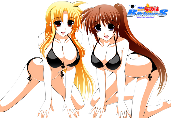 fate testarossa and takamachi nanoha (lyrical nanoha and 1 more) drawn by engo_(aquawatery)