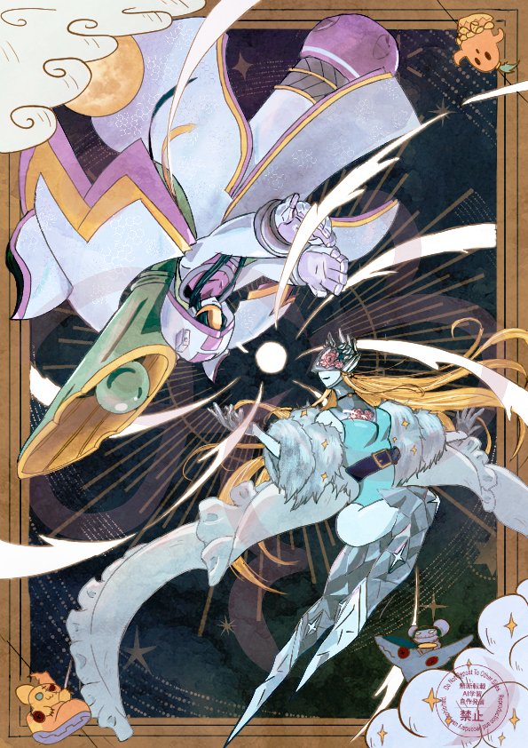 cendrillmon, shoemon, hanimon, and kaguyamon (digimon and 2 more) drawn by omiyakoo