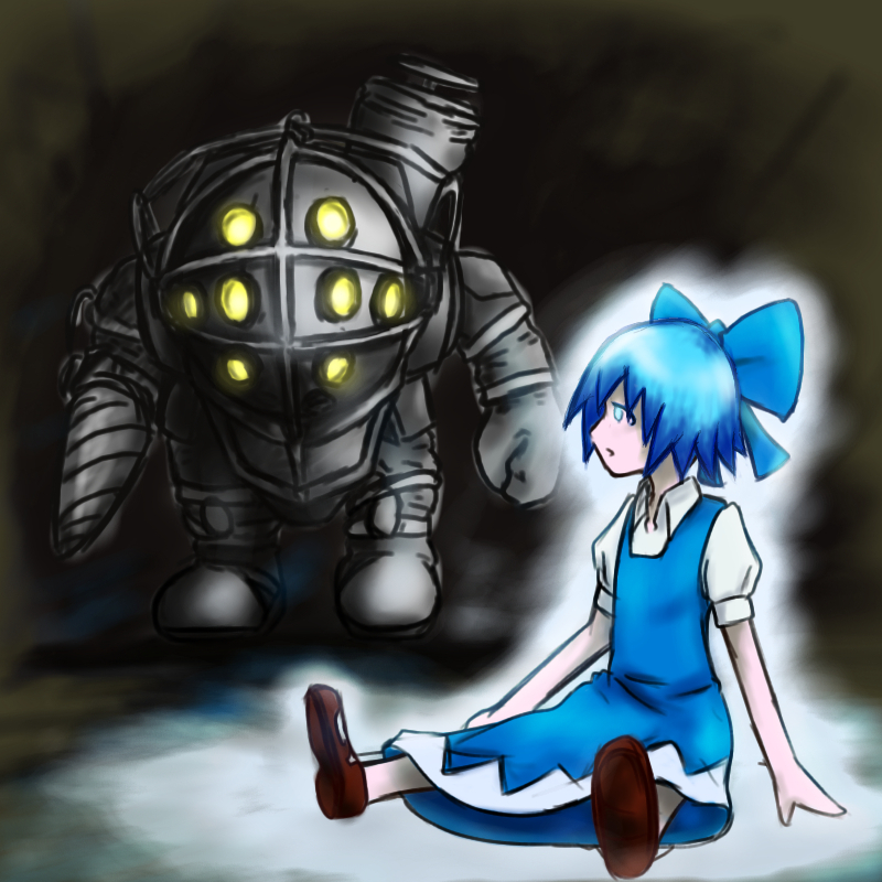 cirno and big daddy (touhou and 1 more) drawn by ao_kamakiri