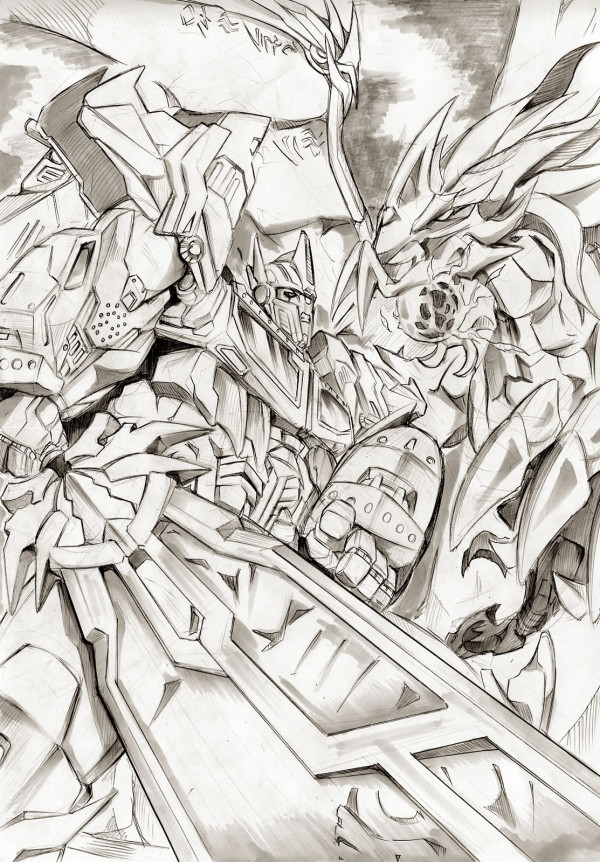 optimus prime and predaking (transformers and 1 more) drawn by kamizono_(spookyhouse)