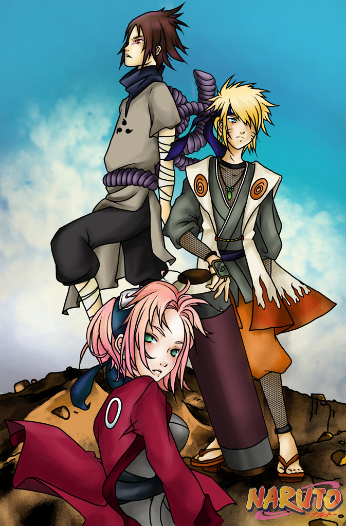 haruno sakura, uzumaki naruto, and uchiha sasuke (naruto and 1 more) drawn by lelys