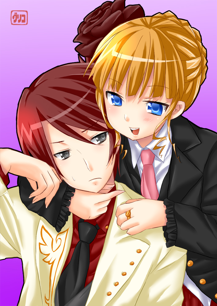 beatrice and ushiromiya battler (umineko no naku koro ni) drawn by pengin_guriko