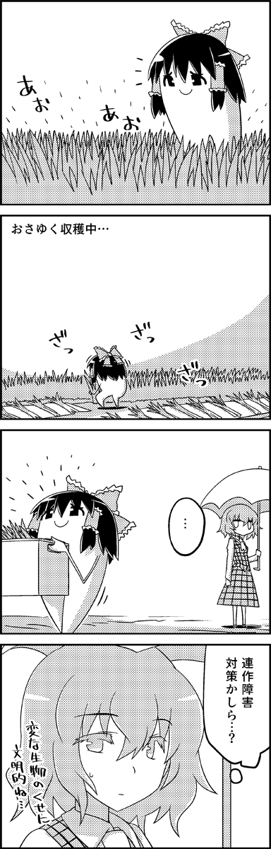 hakurei reimu and kazami yuuka (touhou) drawn by tani_takeshi
