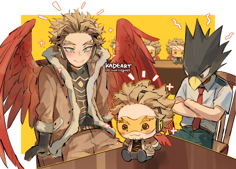 hawks and tokoyami fumikage (boku no hero academia) drawn by kadeart