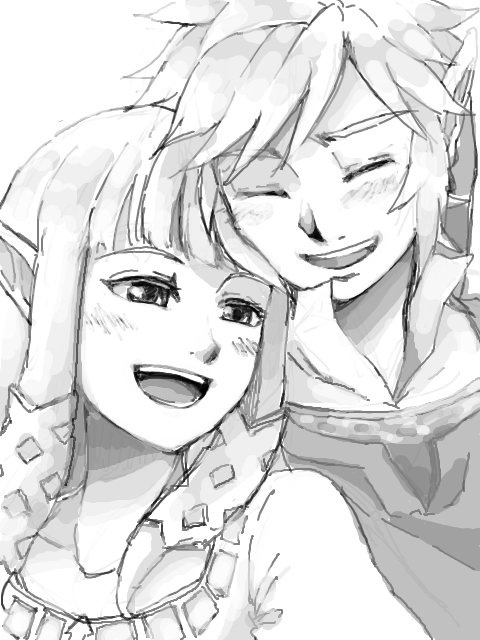 link and princess zelda (the legend of zelda and 1 more) drawn by saiba_(henrietta)