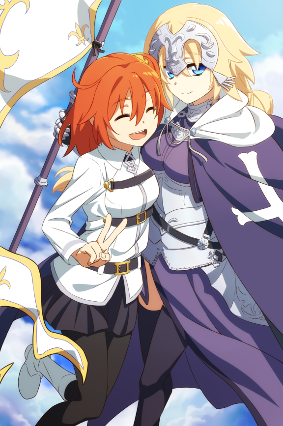 fujimaru ritsuka and jeanne d'arc (fate and 2 more) drawn by oiun